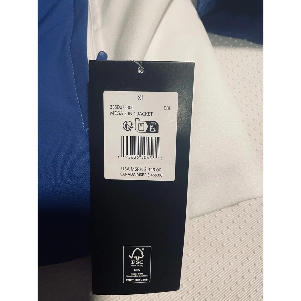 Spyder New Mega 3 in 1 Jacket Men‎ XL Blue White Ski Snowboard Waterproof Hooded